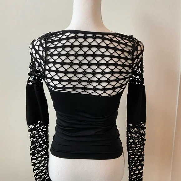 VENUS Black Ruched Cut Out Bodysuit - Picture 4 of 9